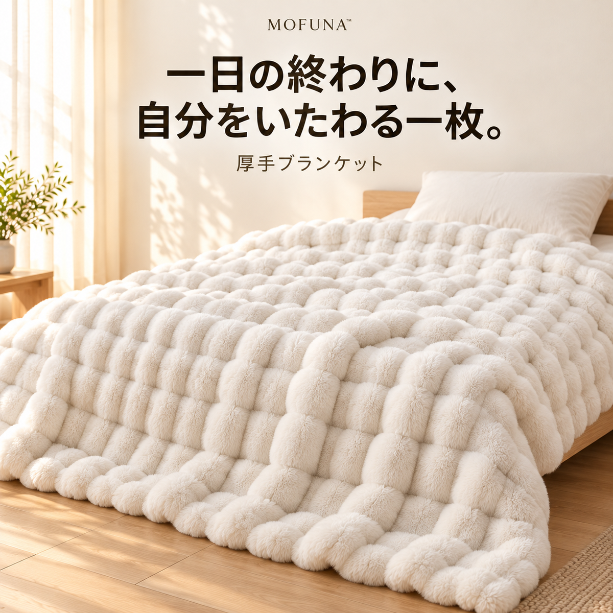 MOFUNA™｜うさぎのようなふわふわ肌ざわり・あったか厚手ブランケット