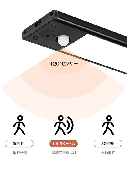 AkariSense™ 人感センサー付き3色調光LEDライト｜USB充電式・3本セット