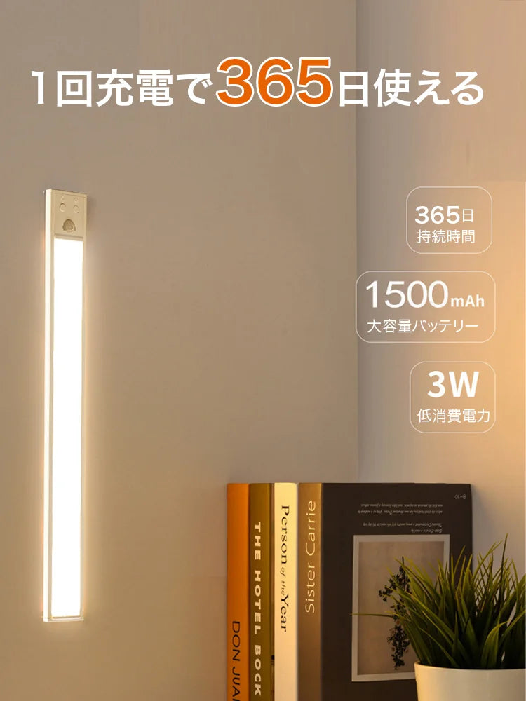 AkariSense™ 人感センサー付き3色調光LEDライト｜USB充電式・3本セット